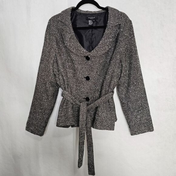 Sandro Sprortswear Gray Belted Button Front Blazer Extra Large - Picture 9 of 9